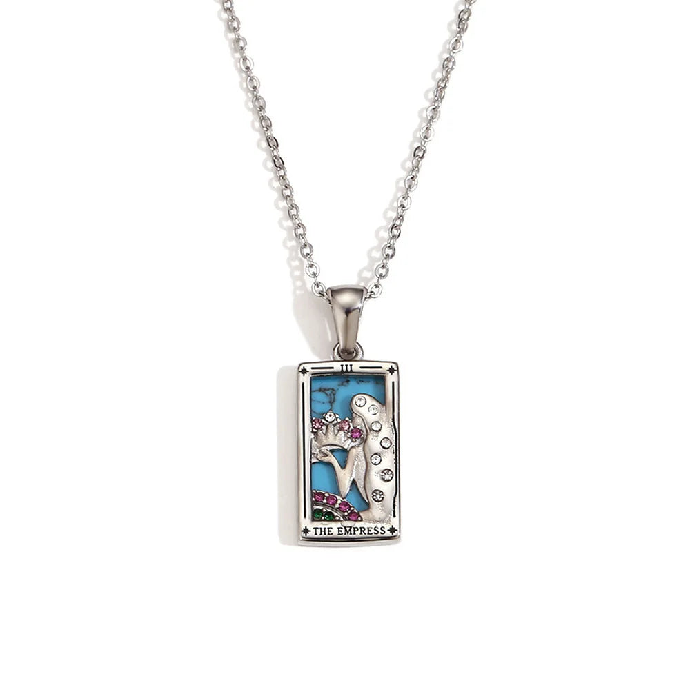 2024 New Tarot Queen Lover Magician Moon Necklace Tarnish Free Stainless Steel Collar Necklace Jewelry 18K Gold Plated Decor - YDKM