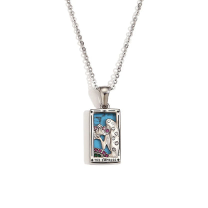 2024 New Tarot Queen Lover Magician Moon Necklace Tarnish Free Stainless Steel Collar Necklace Jewelry 18K Gold Plated Decor - YDKM