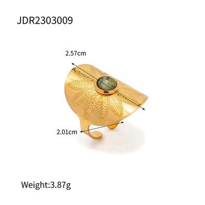 Youthway 2023 Holiday Luxury Rings Collection Stainless Steel Gold Plated Natural Stone Charm Chic Jewelry for Women - YDKM