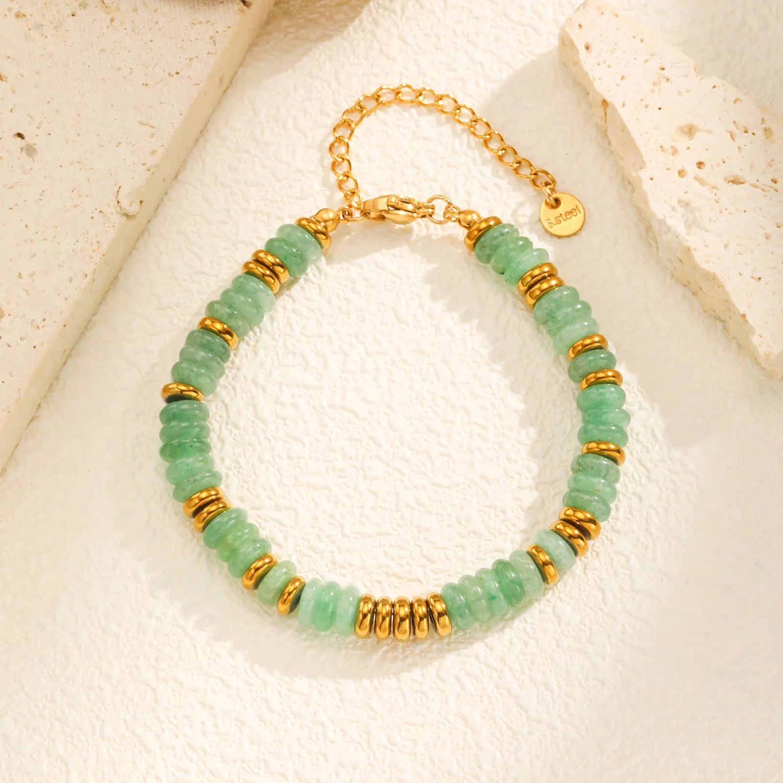 Colorful Natural Stone Bead Bracelet for Women,Stainless Steel Chain Bracelets,Lucky Jewelry Gifts - YDKM