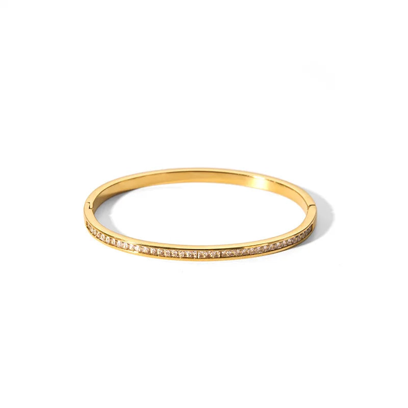 New Waterproof Cubic Zirconia Bangles Stainless Steel Bracelets Tarnish Free  Jewelry for Women Factory Wholesales Customize - YDKM