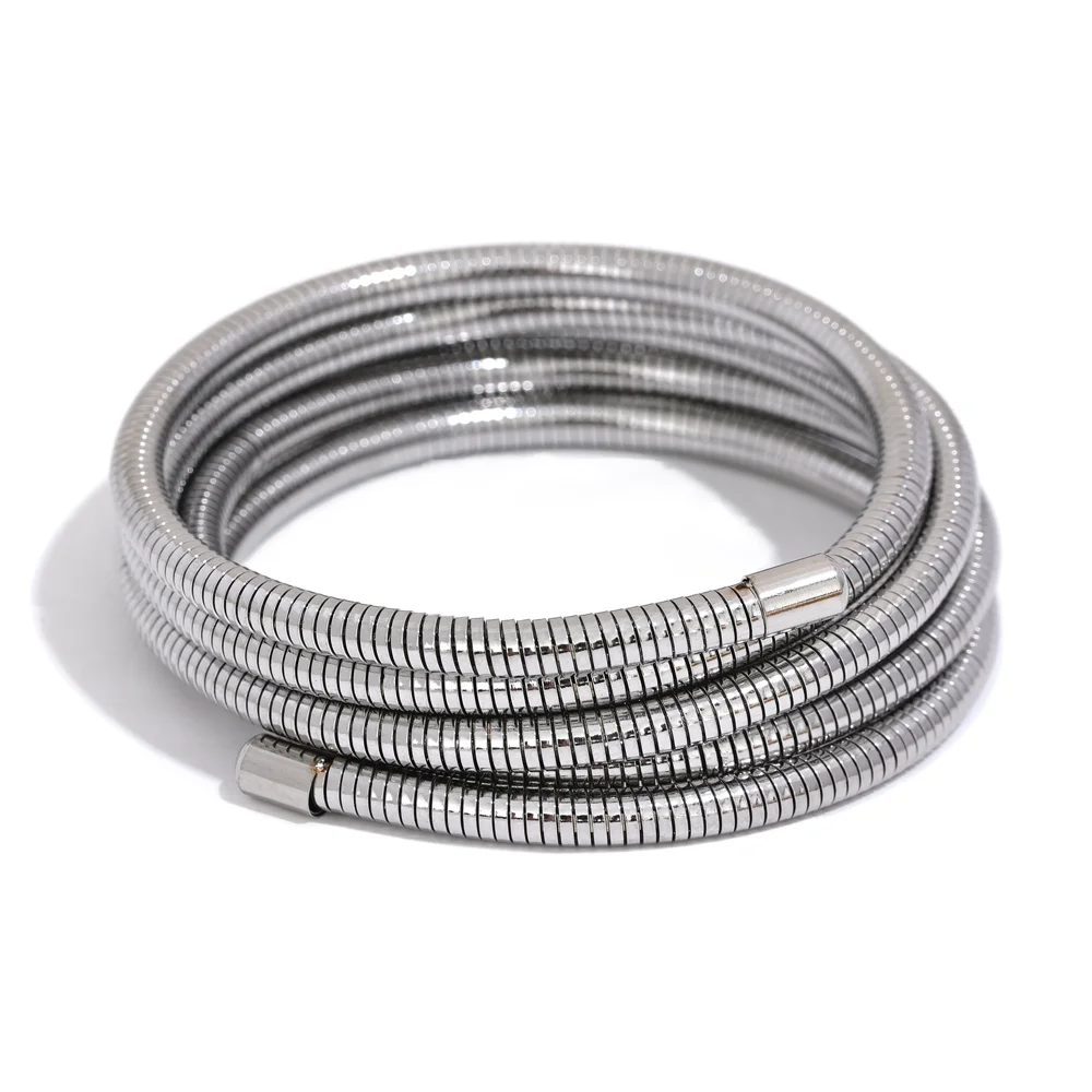 Yhpup Stainless Steel Stackable Multi-Layer Wrap Arm Bracelet Bangle Metal Elastic Waterproof Fashion Unisex Jewelry Men Women - YDKM