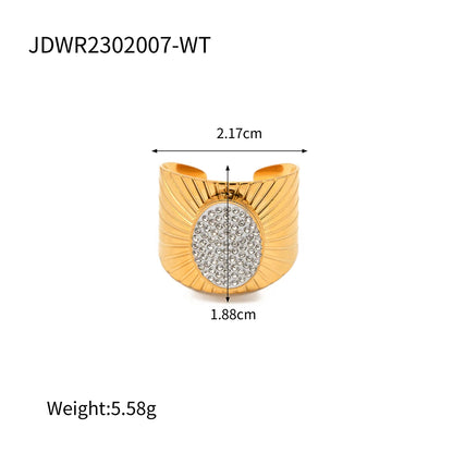 Youthway 2023 Holiday Luxury Rings Collection Stainless Steel Gold Plated Natural Stone Charm Chic Jewelry for Women - YDKM