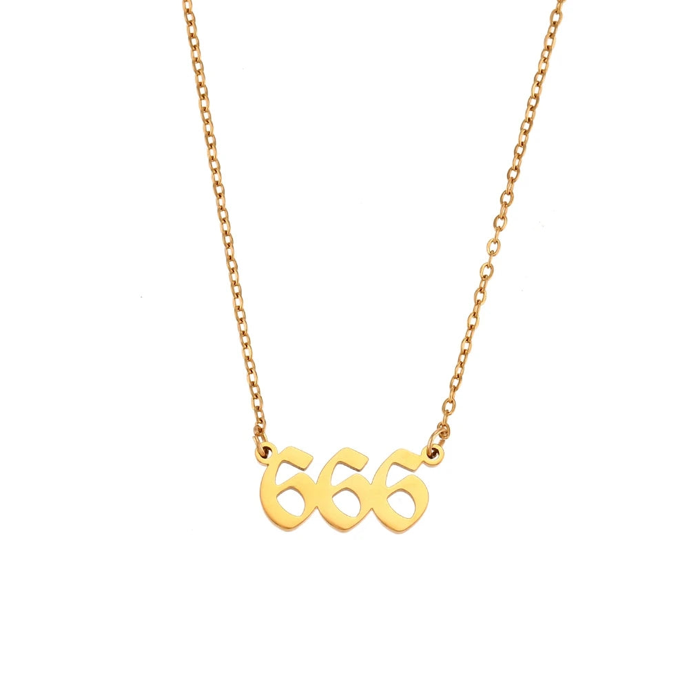 Stainless Steel Classicial Lucky Number Gold Plated Necklace - YDKM