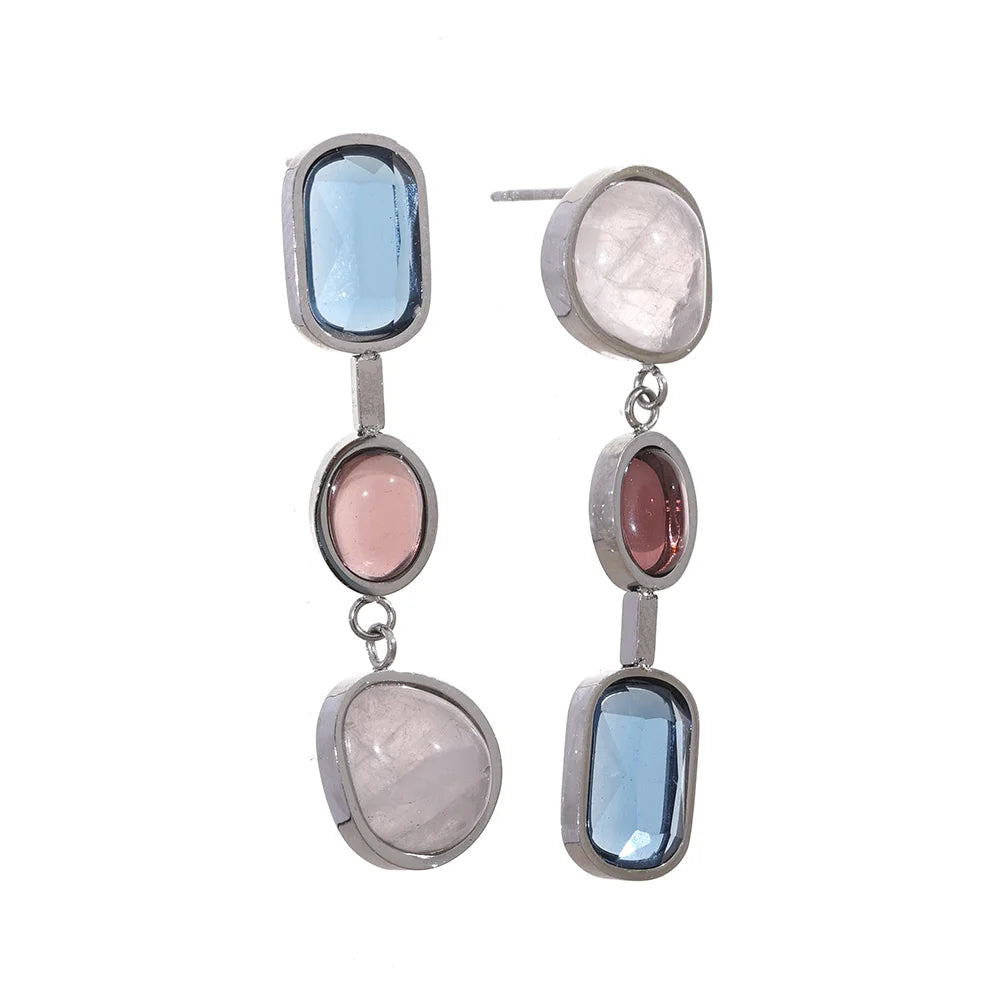 Yhpup 316l Stainless Steel Natural Stone Geometric Drop Dangle Earrings for Women PVD 18k Plated High Quality Fashion Jewelry - YDKM