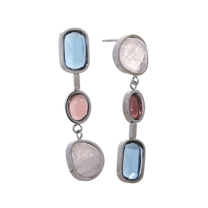 Yhpup 316l Stainless Steel Natural Stone Geometric Drop Dangle Earrings for Women PVD 18k Plated High Quality Fashion Jewelry - YDKM
