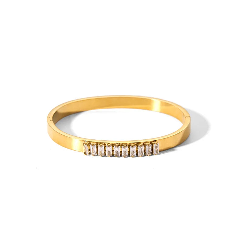 New Waterproof Cubic Zirconia Bangles Stainless Steel Bracelets Tarnish Free  Jewelry for Women Factory Wholesales Customize - YDKM