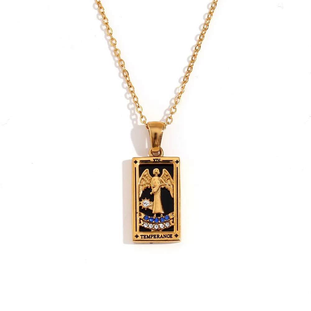 2024 New Tarot Queen Lover Magician Moon Necklace Tarnish Free Stainless Steel Collar Necklace Jewelry 18K Gold Plated Decor - YDKM