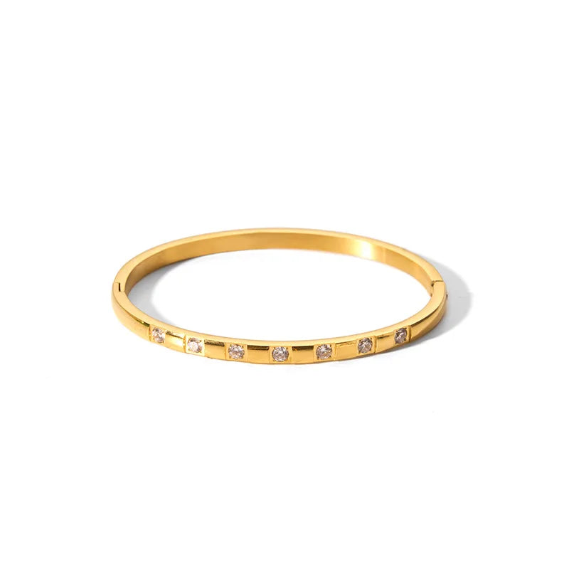 New Waterproof Cubic Zirconia Bangles Stainless Steel Bracelets Tarnish Free  Jewelry for Women Factory Wholesales Customize - YDKM