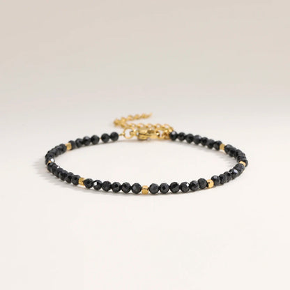 3mm Faceted African Turquoise Nature Stone Beaded Bracelet For Women With 18k gold plated Stainless Steel Square Beads Jewelry - YDKM