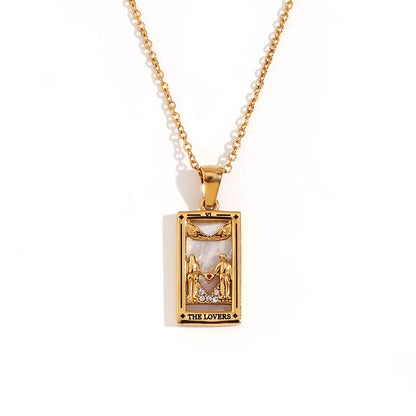2024 New Tarot Queen Lover Magician Moon Necklace Tarnish Free Stainless Steel Collar Necklace Jewelry 18K Gold Plated Decor - YDKM