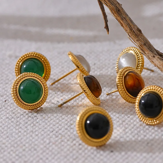 Natural Stone Stainless Earrings