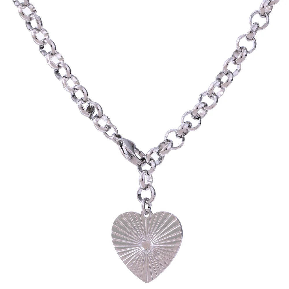 316LStainless steel Romantic Heart Rose pendant Necklace Fashion simple clavicle chain necklace Party jewelry gift - YDKM