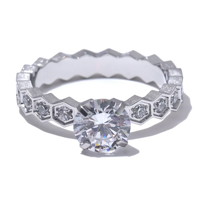 Yhpup Luxury AAA Bling Cubic Zirconia Classic Ring 2024 Stainless Steel CZ 18k Gold PVD Plated Fashion Exquisite Jewelry Gift - YDKM