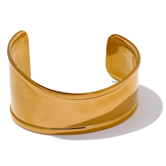 Yhpup High Quality Stainless Steel Metal Wide Cuff Open Bracelet Bangle Waterproof Texture Personalized Unisex Jewelry Bijoux - YDKM