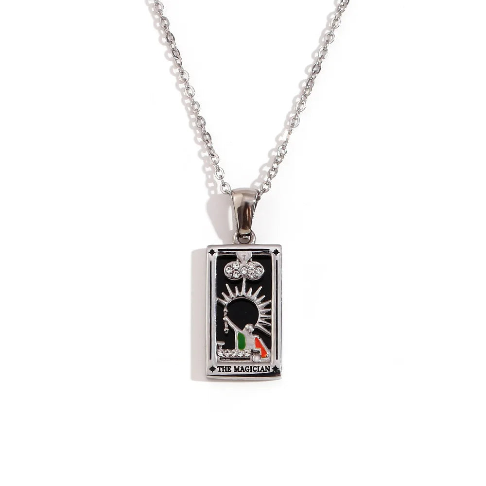 2024 New Tarot Queen Lover Magician Moon Necklace Tarnish Free Stainless Steel Collar Necklace Jewelry 18K Gold Plated Decor - YDKM