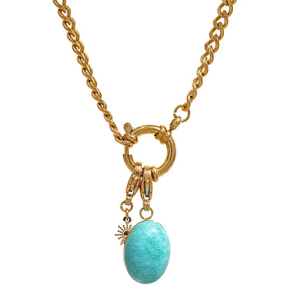 Stainless Steel Blue Natural Stone Star Chain Collar Necklace - YDKM