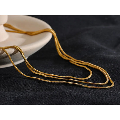 Yhpup Waterproof Stainless Steel Layered Adjustable Overlay Long Chain Necklace 18K Gold Plated Metal Trendy Fashion  Jewelry - YDKM