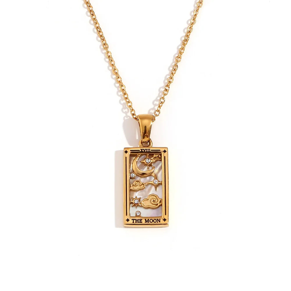 2024 New Tarot Queen Lover Magician Moon Necklace Tarnish Free Stainless Steel Collar Necklace Jewelry 18K Gold Plated Decor - YDKM