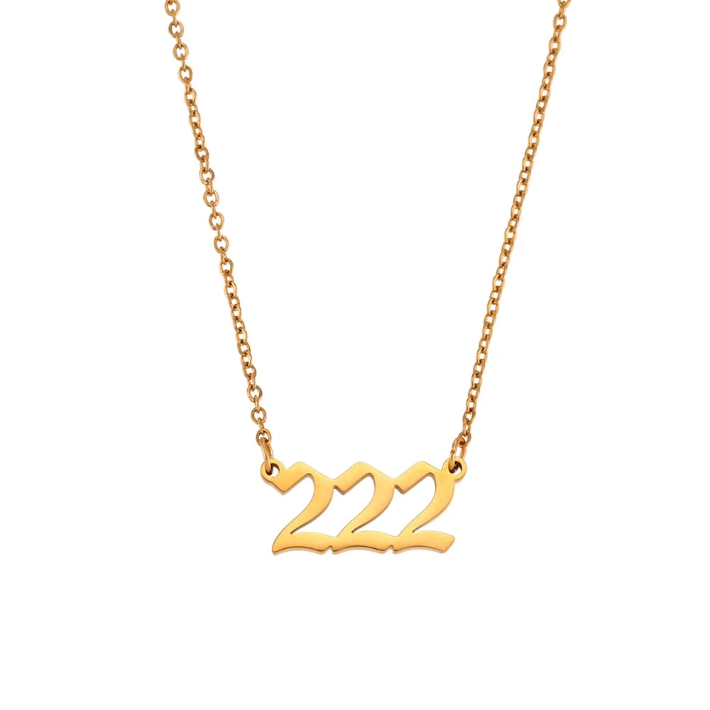 Stainless Steel Classicial Lucky Number Gold Plated Necklace - YDKM