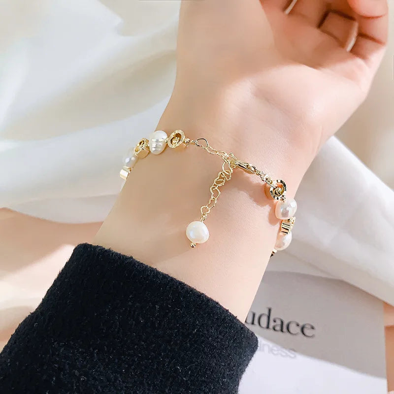 High Quality Fashion Natural Freshwater Pearl 14K Gold Filled Female Charm Bracelet Jewelry For Women Christmas Gifts - YDKM