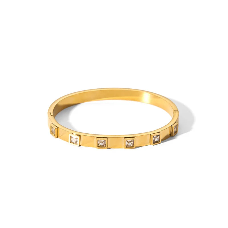 New Waterproof Cubic Zirconia Bangles Stainless Steel Bracelets Tarnish Free  Jewelry for Women Factory Wholesales Customize - YDKM