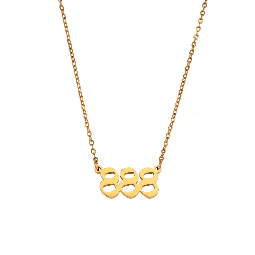 Stainless Steel Classicial Lucky Number Gold Plated Necklace - YDKM