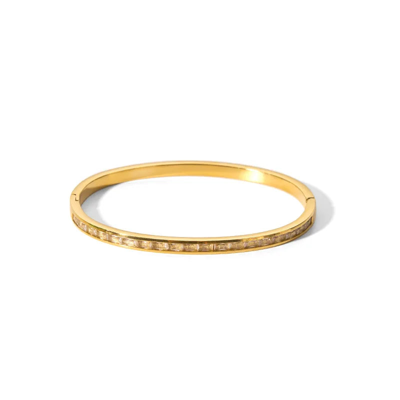 New Waterproof Cubic Zirconia Bangles Stainless Steel Bracelets Tarnish Free  Jewelry for Women Factory Wholesales Customize - YDKM