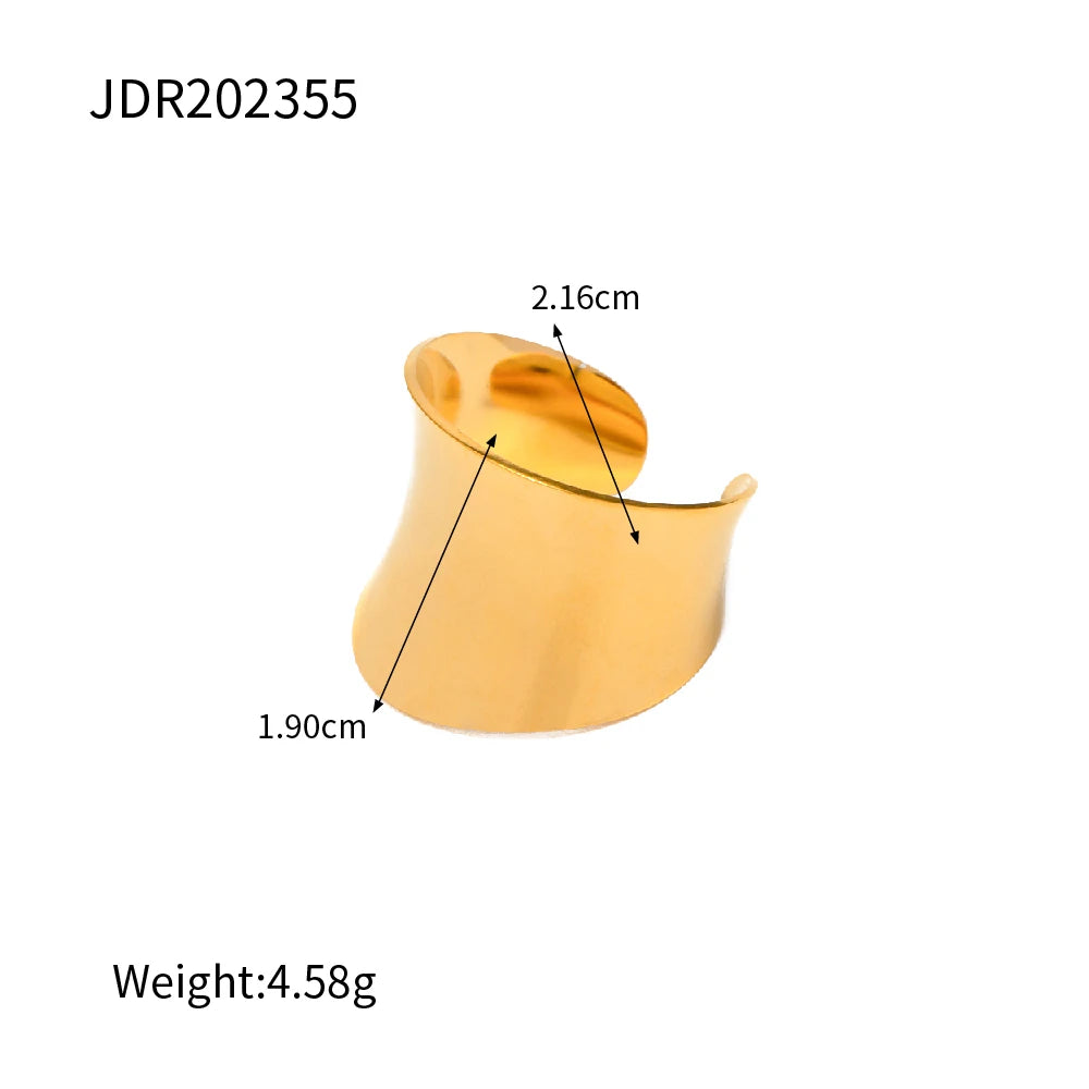 Youthway 2023 Holiday Luxury Rings Collection Stainless Steel Gold Plated Natural Stone Charm Chic Jewelry for Women - YDKM