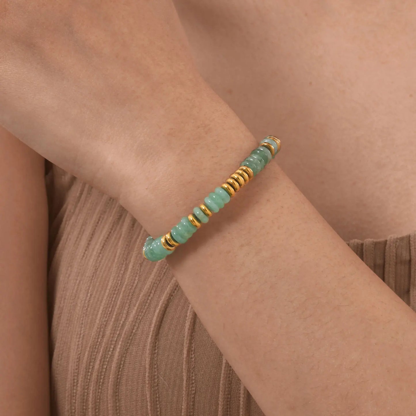 Colorful Natural Stone Bead Bracelet for Women,Stainless Steel Chain Bracelets,Lucky Jewelry Gifts - YDKM