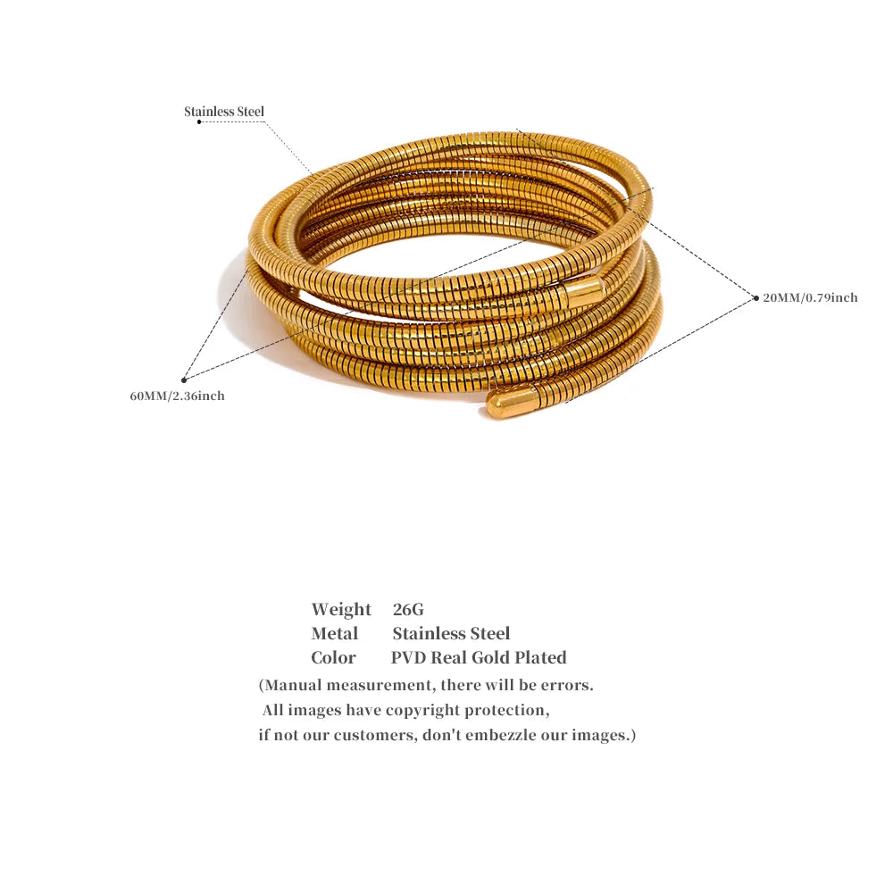 Yhpup Stainless Steel Stackable Multi-Layer Wrap Arm Bracelet Bangle Metal Elastic Waterproof Fashion Unisex Jewelry Men Women - YDKM