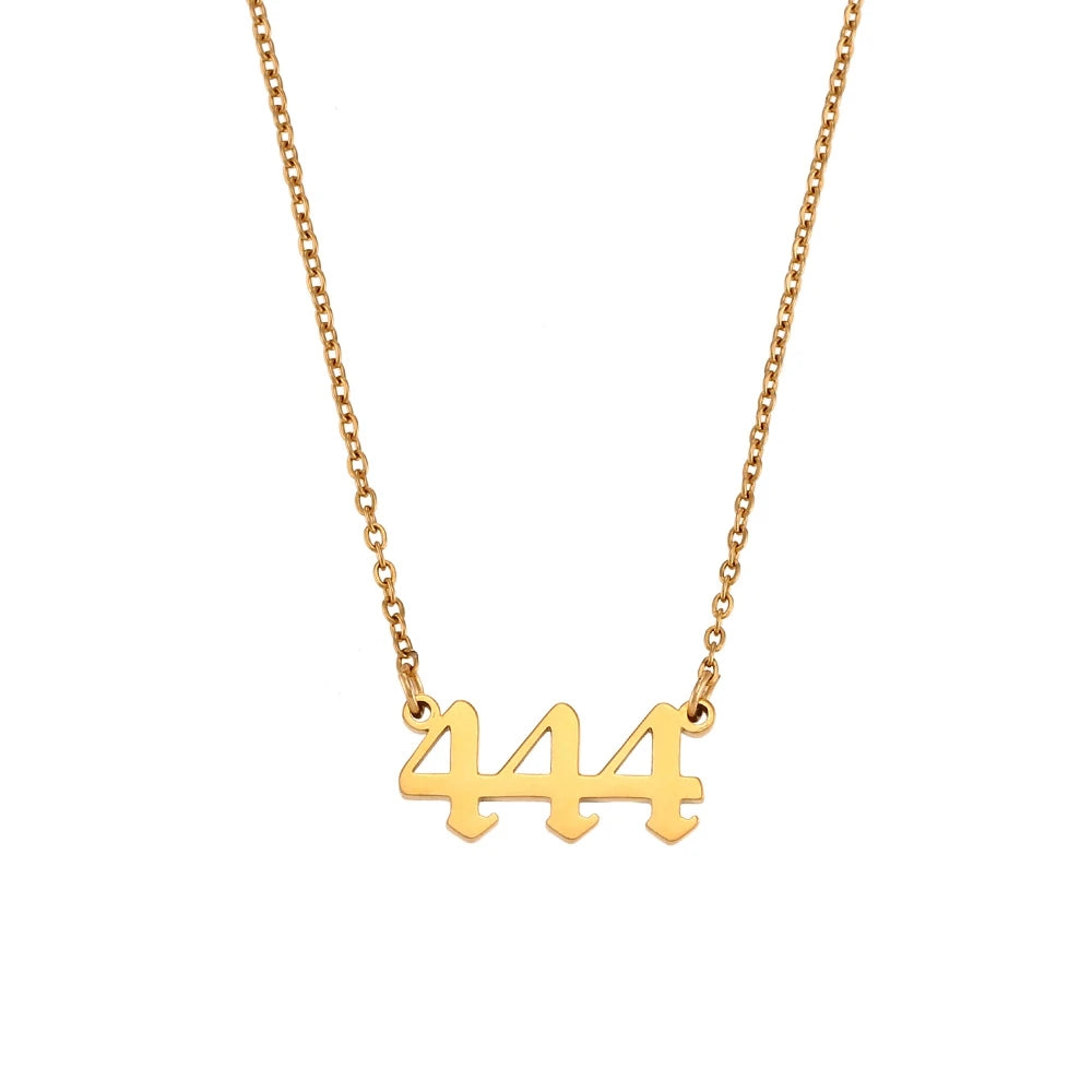 Stainless Steel Classicial Lucky Number Gold Plated Necklace - YDKM