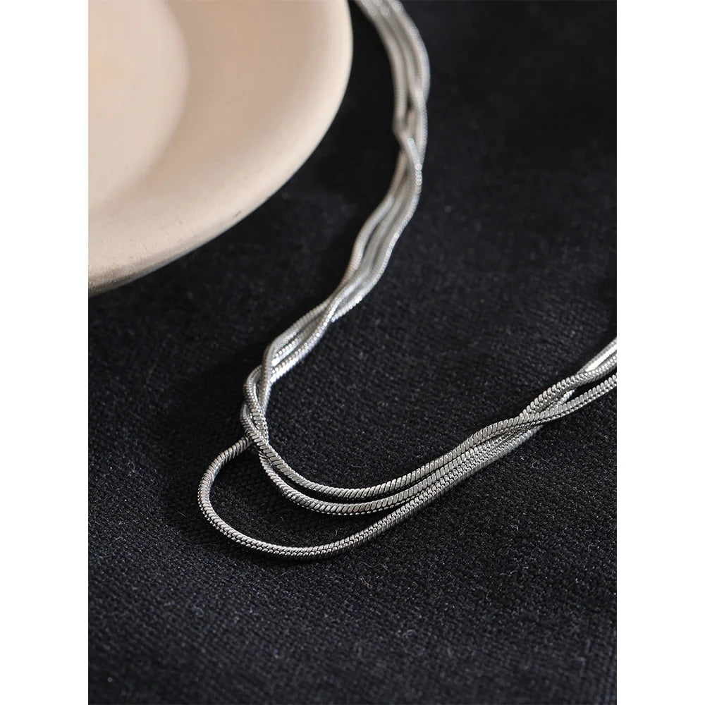 Yhpup Waterproof Stainless Steel Layered Adjustable Overlay Long Chain Necklace 18K Gold Plated Metal Trendy Fashion  Jewelry - YDKM