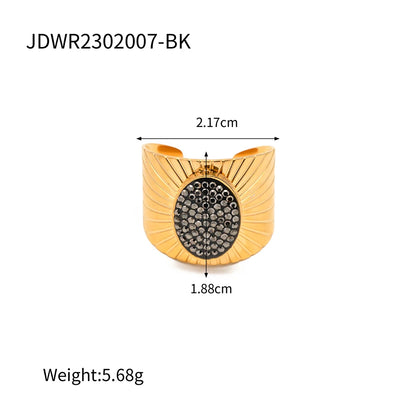Youthway 2023 Holiday Luxury Rings Collection Stainless Steel Gold Plated Natural Stone Charm Chic Jewelry for Women - YDKM