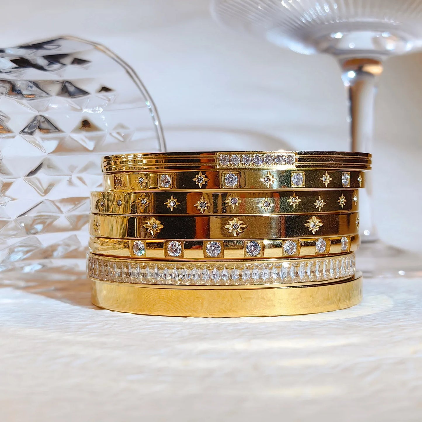 New Waterproof Cubic Zirconia Bangles Stainless Steel Bracelets Tarnish Free  Jewelry for Women Factory Wholesales Customize - YDKM