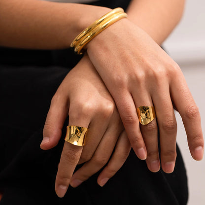 Youthway 2023 Holiday Luxury Rings Collection Stainless Steel Gold Plated Natural Stone Charm Chic Jewelry for Women - YDKM