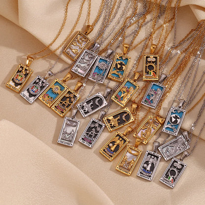 2024 New Tarot Queen Lover Magician Moon Necklace Tarnish Free Stainless Steel Collar Necklace Jewelry 18K Gold Plated Decor - YDKM