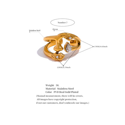Yhpup New Design Stainless Steel Face Mouth Eye CZ Mask Ring Women Personalized Stylish Jewelry Anillos Acero Inoxidable Gift - YDKM