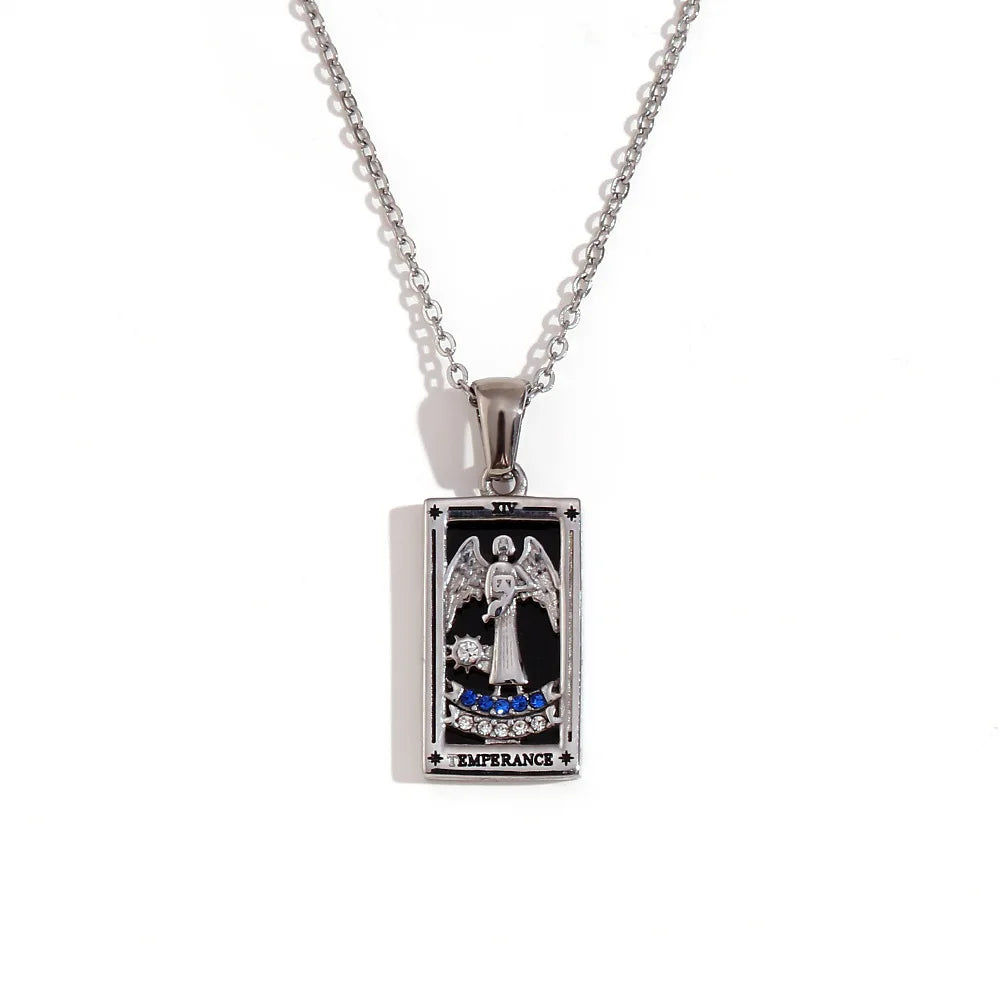 2024 New Tarot Queen Lover Magician Moon Necklace Tarnish Free Stainless Steel Collar Necklace Jewelry 18K Gold Plated Decor - YDKM