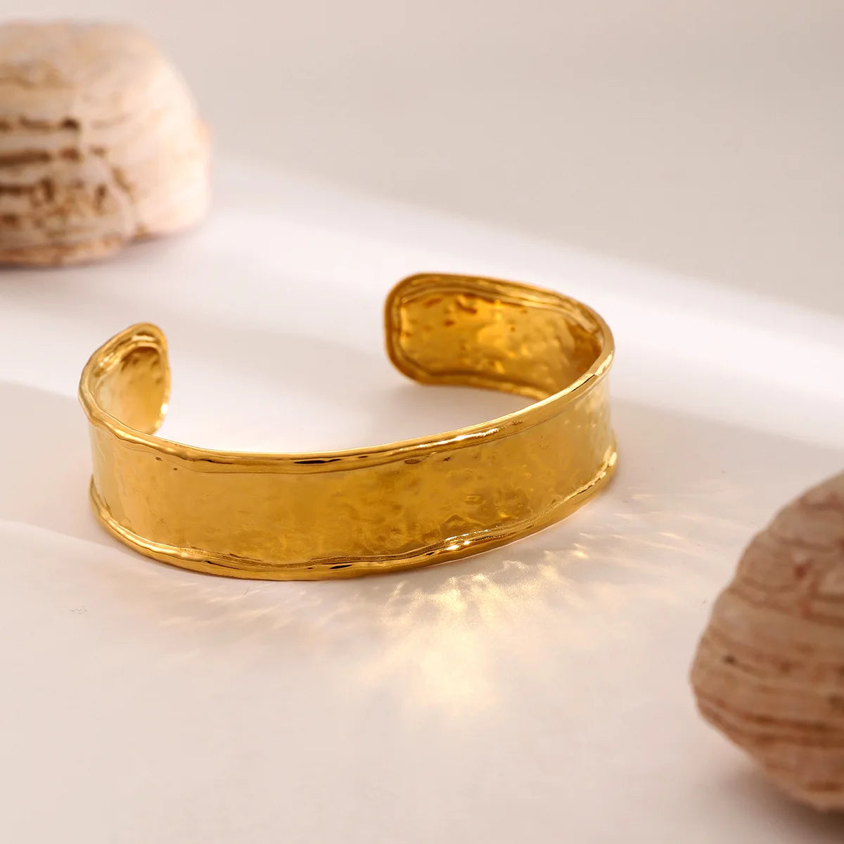 Exquisite Classic Bump Pattern Open Bangles Bracelet For Women Cuff Bracelet Gold Color Stainless Steel Hand Ornament Jewelry - YDKM