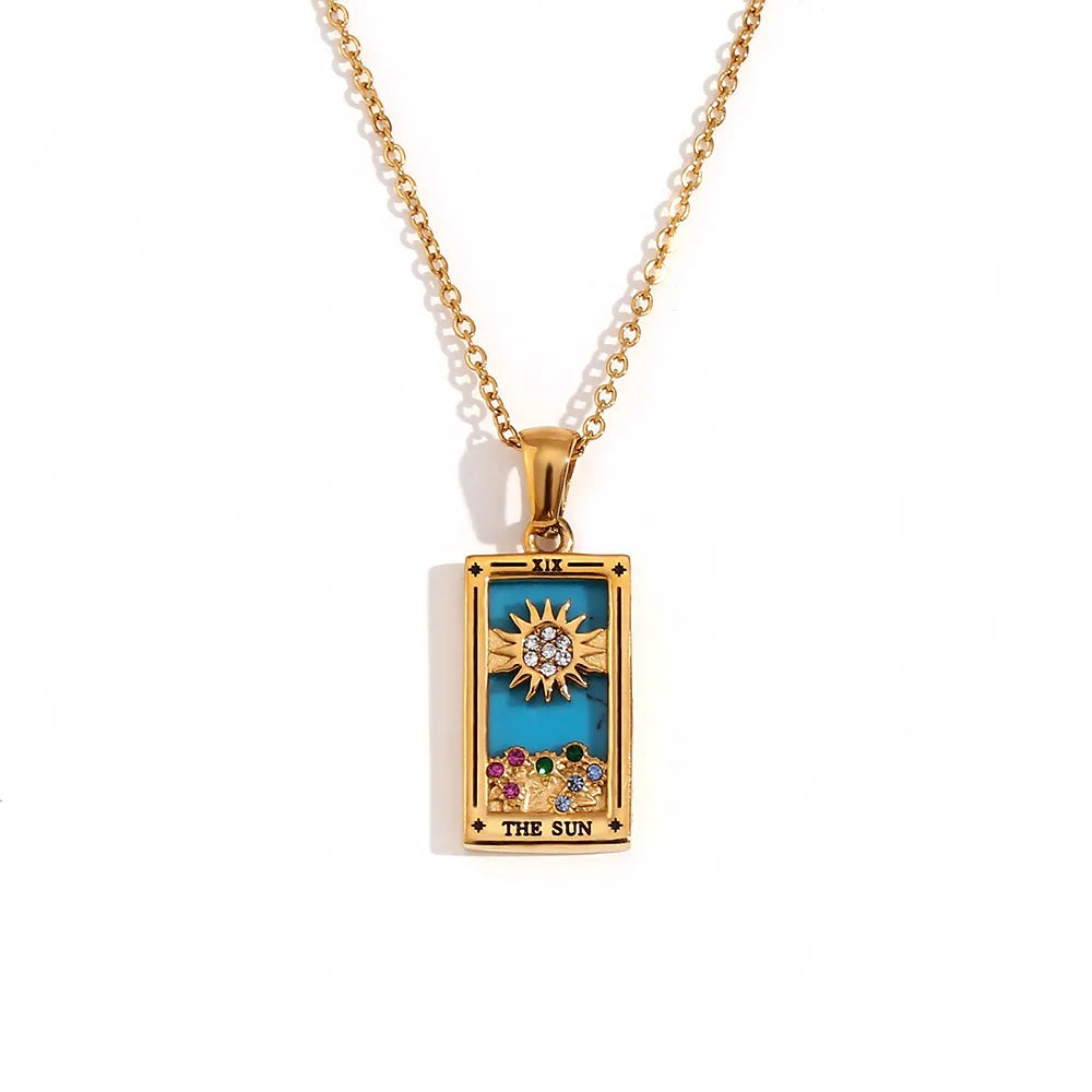 2024 New Tarot Queen Lover Magician Moon Necklace Tarnish Free Stainless Steel Collar Necklace Jewelry 18K Gold Plated Decor - YDKM