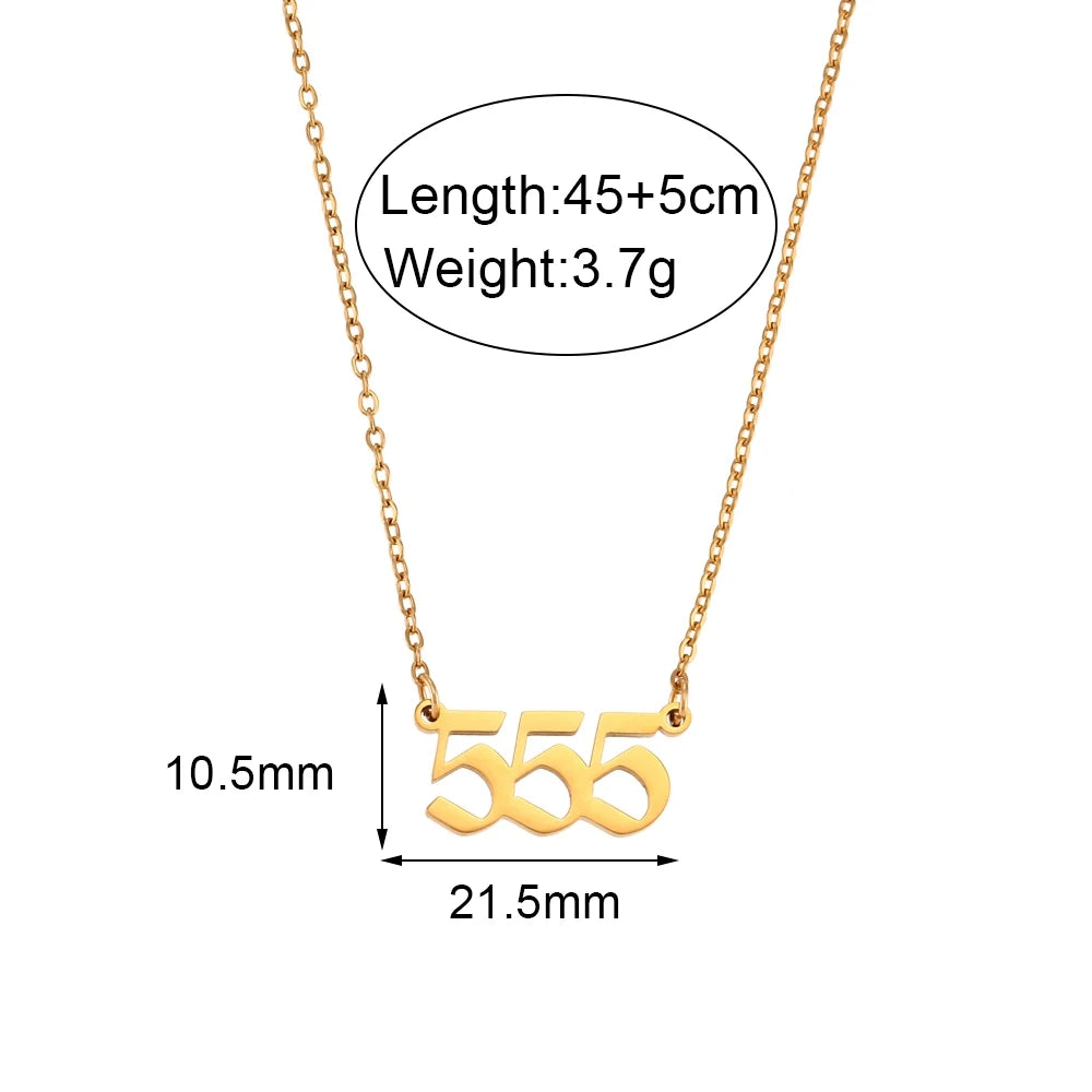 Stainless Steel Classicial Lucky Number Gold Plated Necklace - YDKM