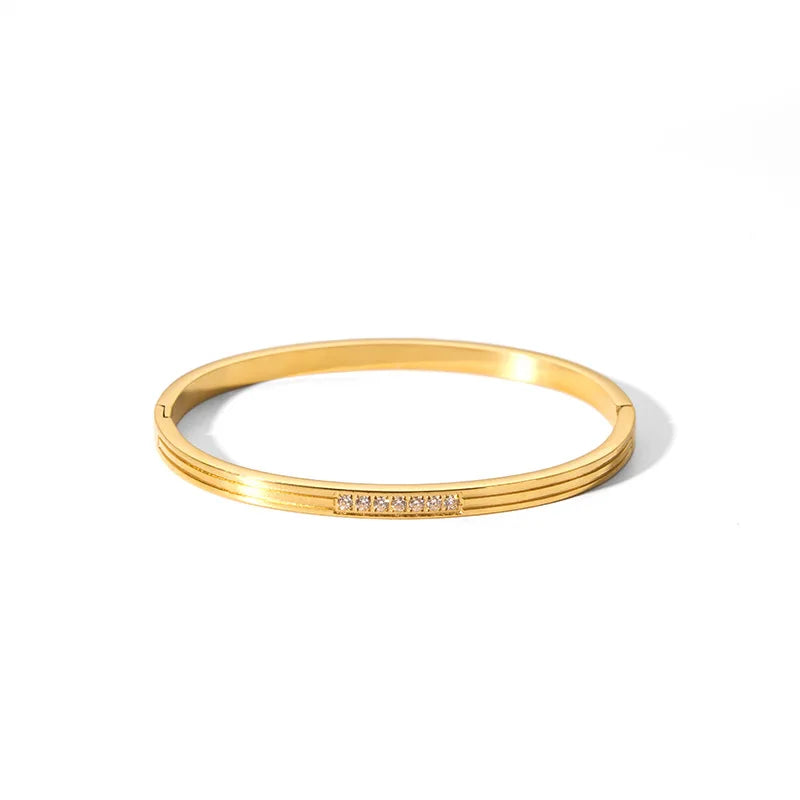 New Waterproof Cubic Zirconia Bangles Stainless Steel Bracelets Tarnish Free  Jewelry for Women Factory Wholesales Customize - YDKM