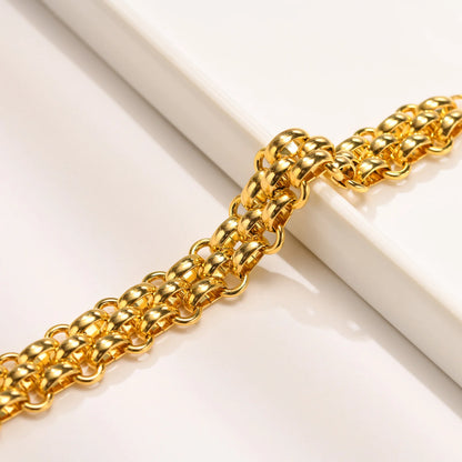Thick Knite Chain Bracelet for Women, Stainless Steel Circle Connected Bracelet Waterproof - YDKM