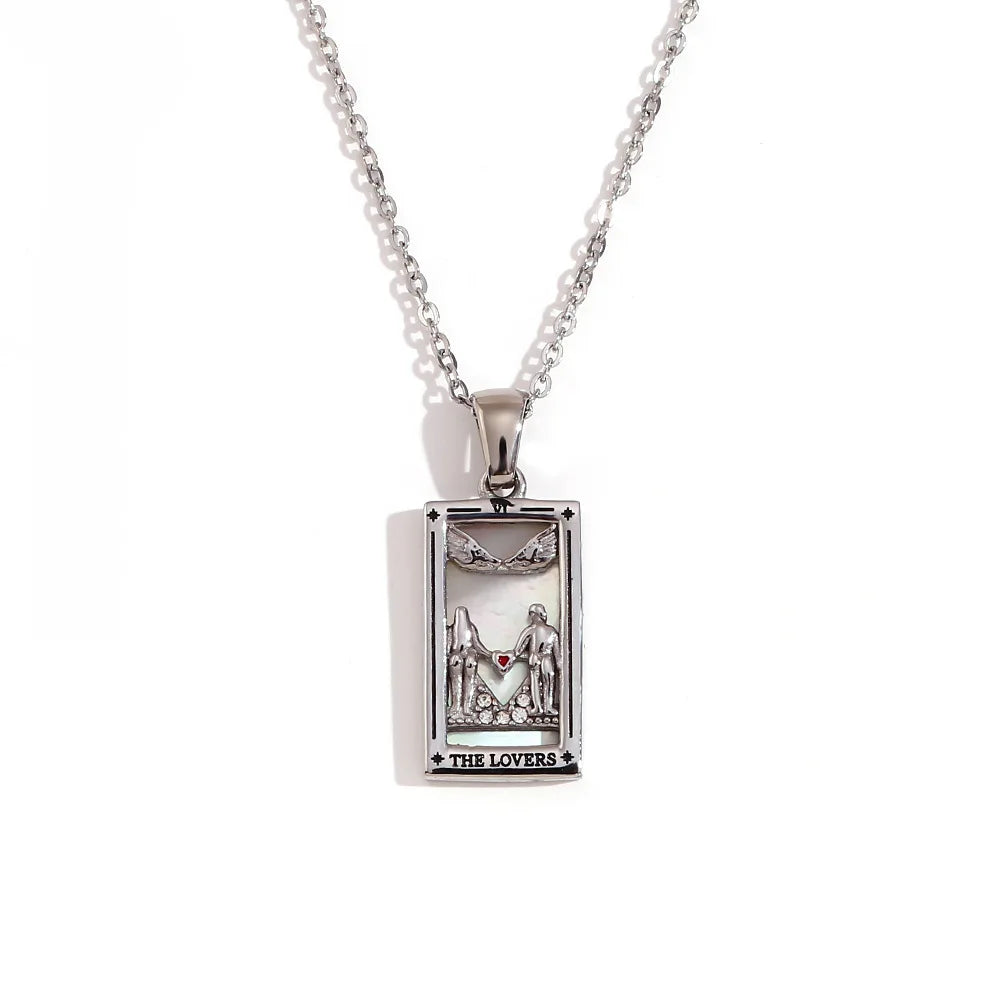 2024 New Tarot Queen Lover Magician Moon Necklace Tarnish Free Stainless Steel Collar Necklace Jewelry 18K Gold Plated Decor - YDKM