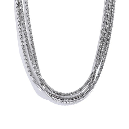 Yhpup Waterproof Stainless Steel Layered Adjustable Overlay Long Chain Necklace 18K Gold Plated Metal Trendy Fashion  Jewelry - YDKM