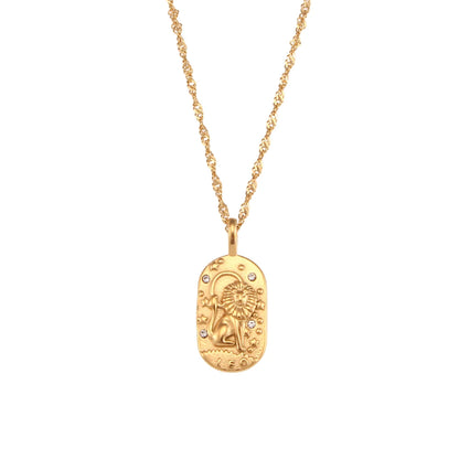 2023 Fashion Casting Zircon Zodiac Sign Bright Necklace For Woman Neck Jewelry Stainless Steel Constellation Custom Necklaces - YDKM