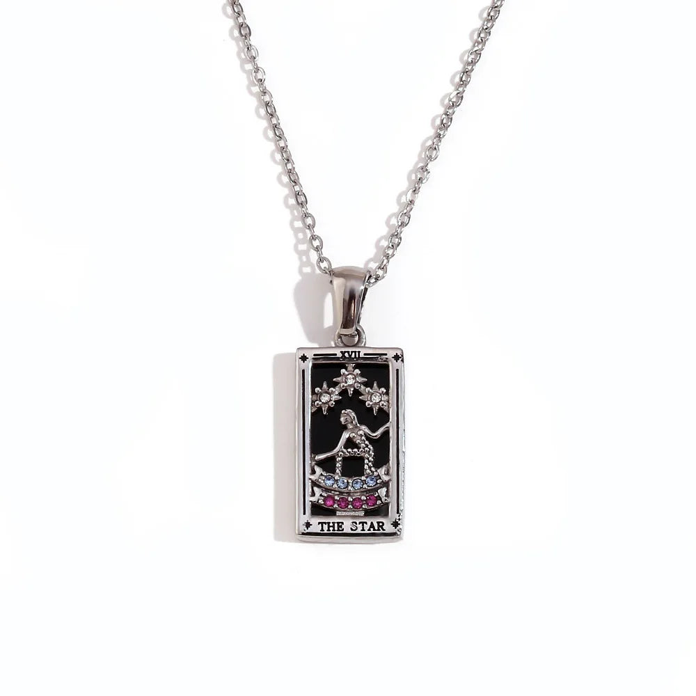 2024 New Tarot Queen Lover Magician Moon Necklace Tarnish Free Stainless Steel Collar Necklace Jewelry 18K Gold Plated Decor - YDKM