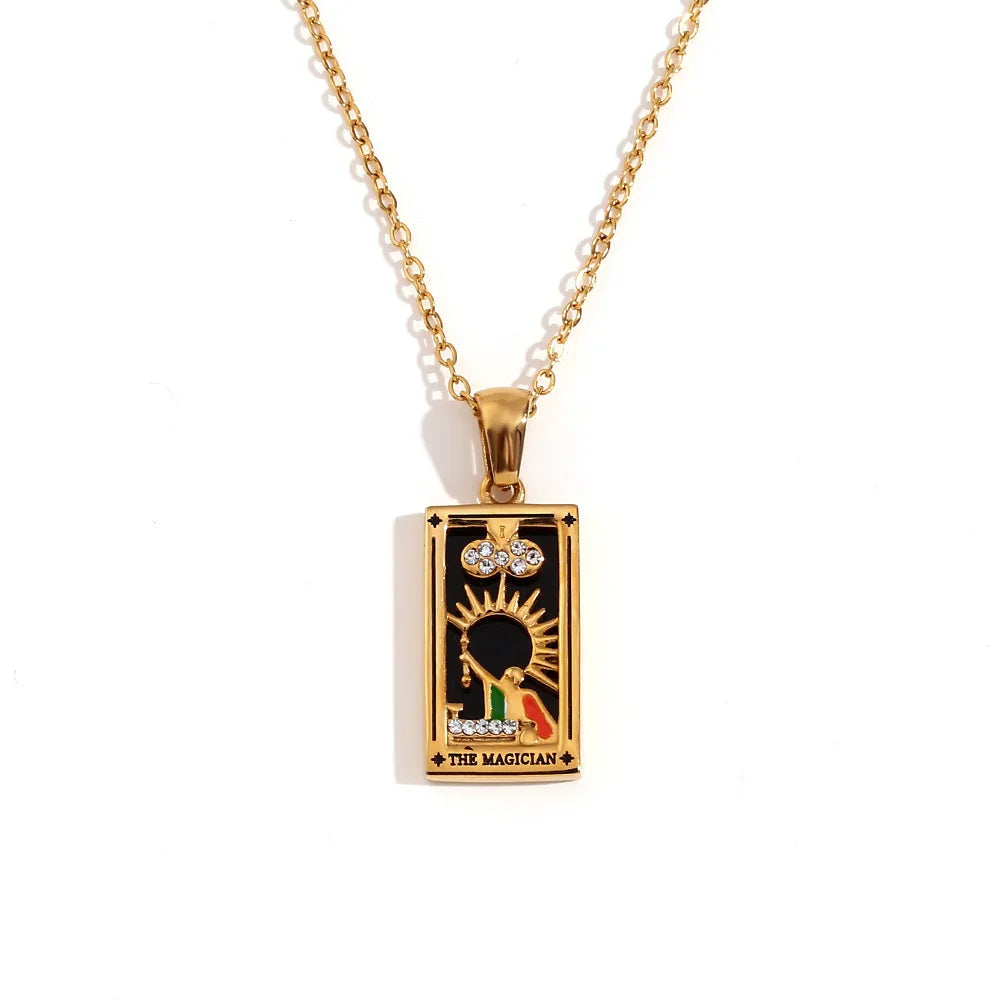 2024 New Tarot Queen Lover Magician Moon Necklace Tarnish Free Stainless Steel Collar Necklace Jewelry 18K Gold Plated Decor - YDKM