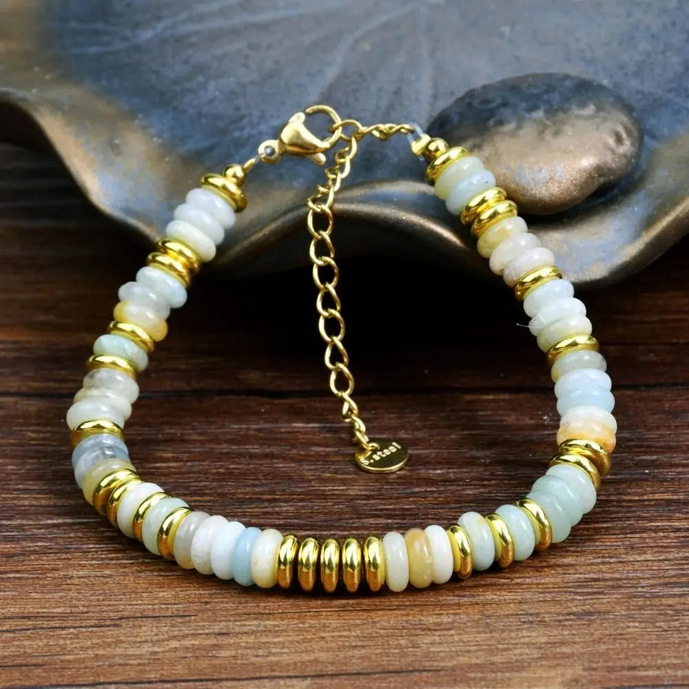 New Natural Stone Dopamine Colored Beaded Bracelet Sweet Bohemian Natural Crystal Bracelet Casual Beaded Bracelet - YDKM